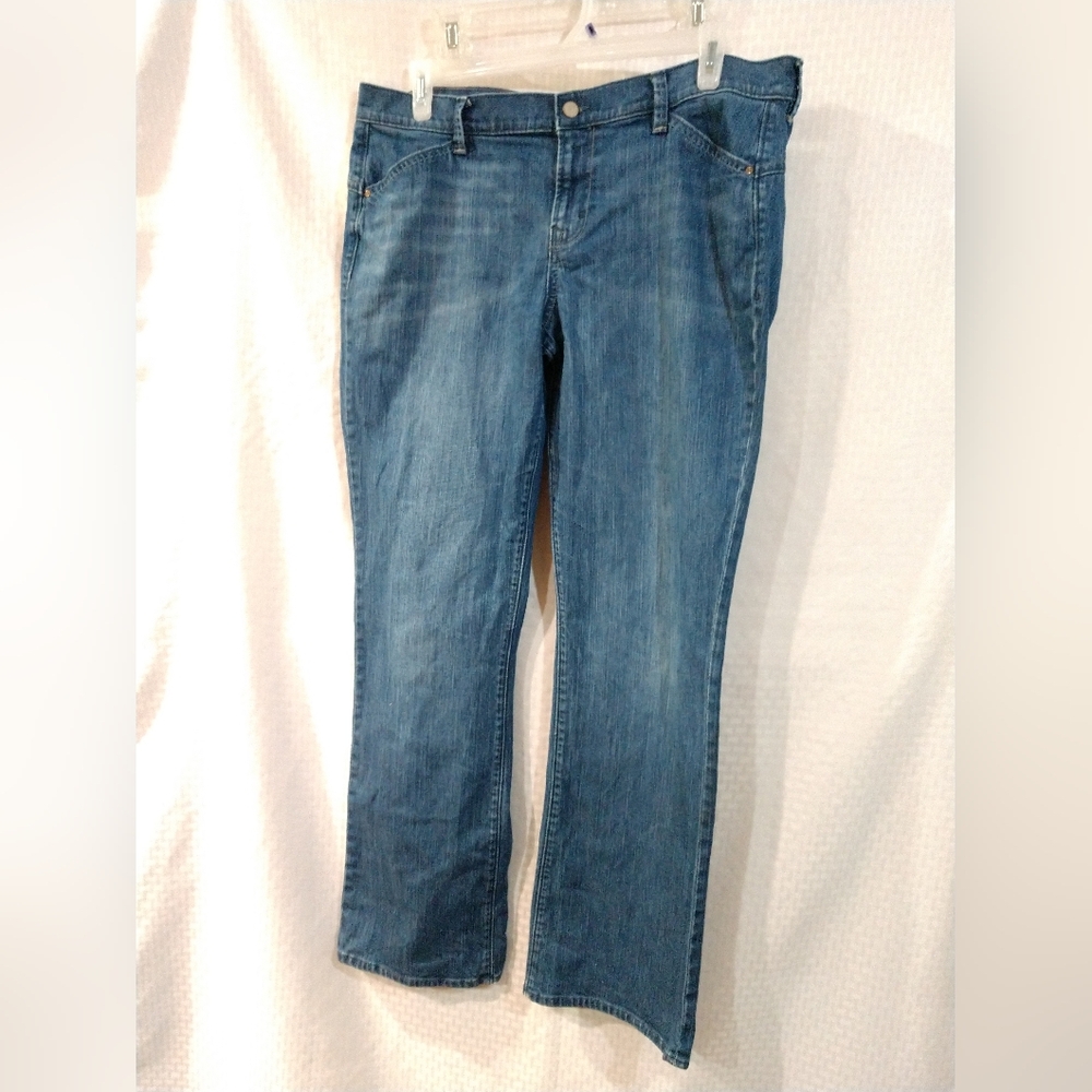 Old Navy The Flirt Denim Blue Jeans Long Midrise Straight Leg Size 16 LONG